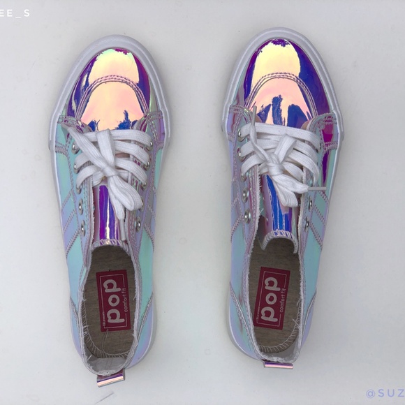 POP Holographic Declan Lace up Sneakers 8 NWT - Picture 7 of 12